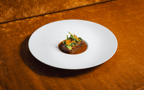 Une assiette du chef Camille Saint-M'leux, partenaire automne-hiver de Transgourmet en restauration commerciale