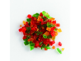 Cube de fruits confits tricolores, 6 mm boite de 5 kg